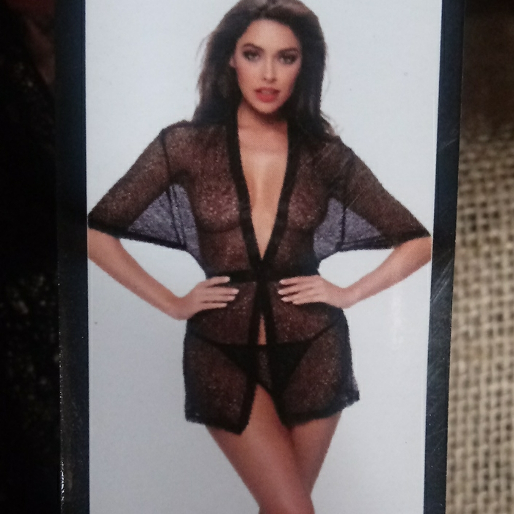 Designer collection Black Lingerie Robe NWT